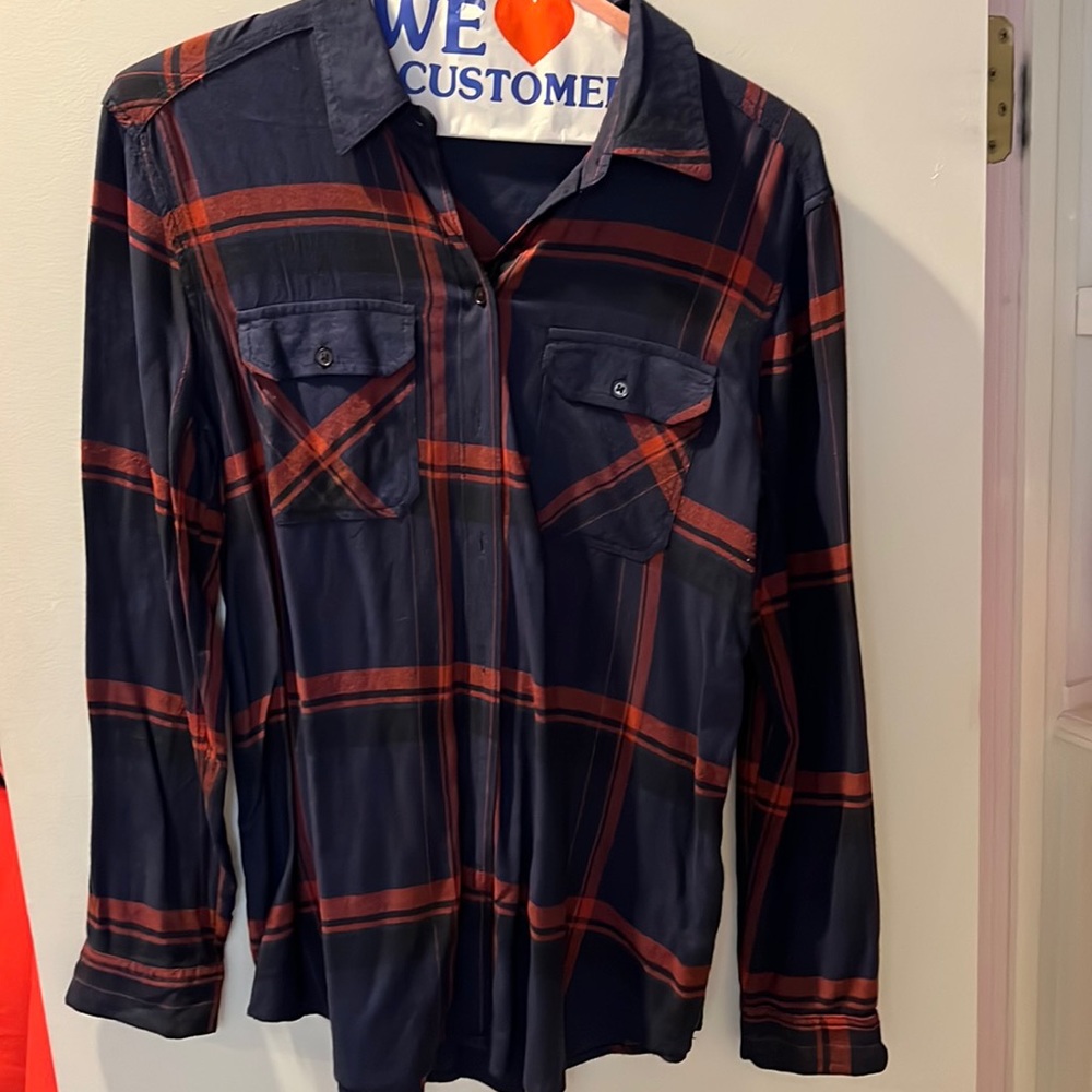Soft navy and red pattern flannel size Small